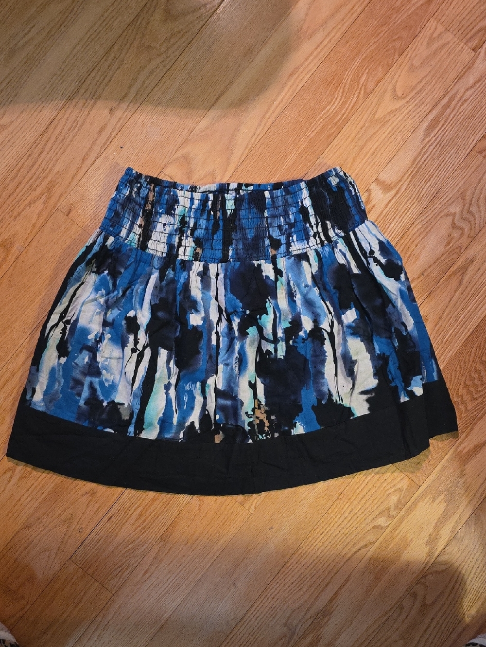 Forever 21 Blue and Black Abstract Cotton Skirt